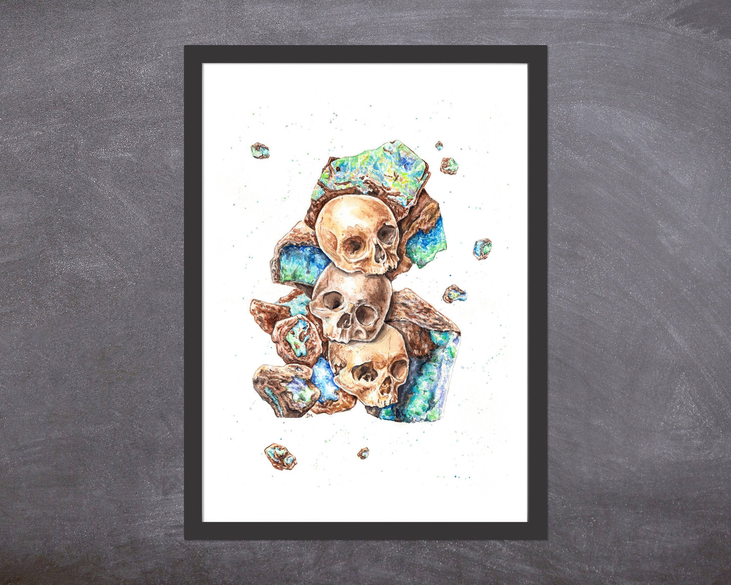 Human Skull Print, Boulder Opal, Gothic Home Decor, Anatomy Gift, Creepy Art, Stack of Skulls, Horror Decor - Debra Marie Art