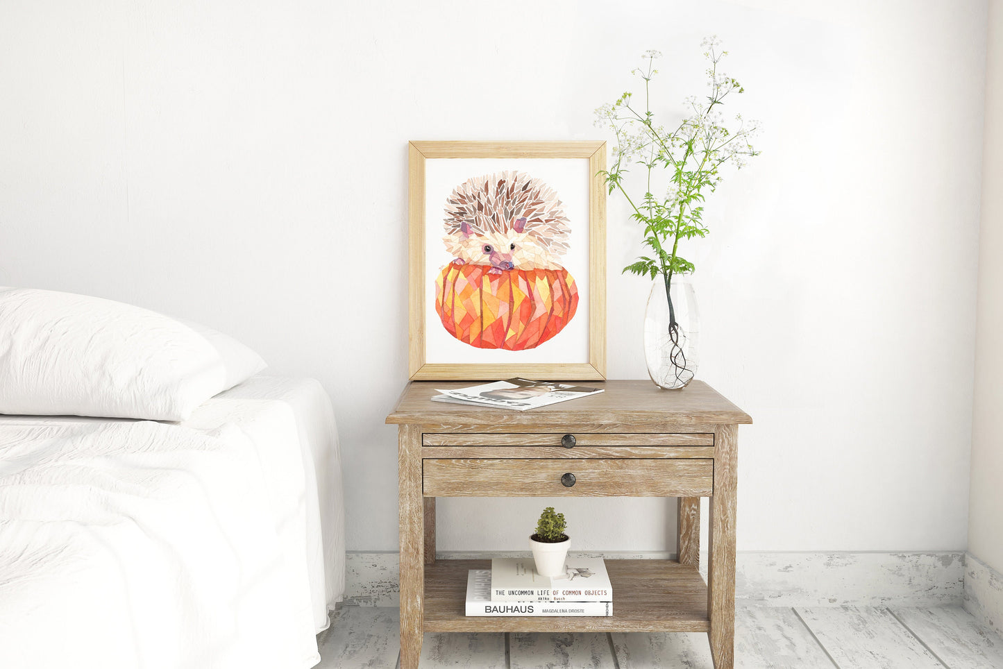 Hedgehog Print, Fall Print, Woodland Animal Print, Hedgehog Wall Art, Watercolor Animal Print, Woodland Nursery, Pumpkin Print - Debra Marie Art