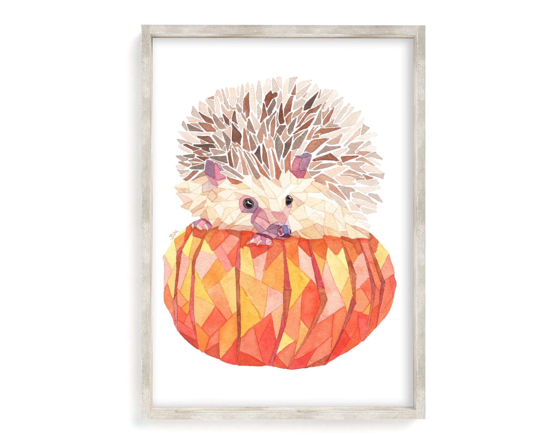 Hedgehog Print, Fall Print, Woodland Animal Print, Hedgehog Wall Art, Watercolor Animal Print, Woodland Nursery, Pumpkin Print - Debra Marie Art