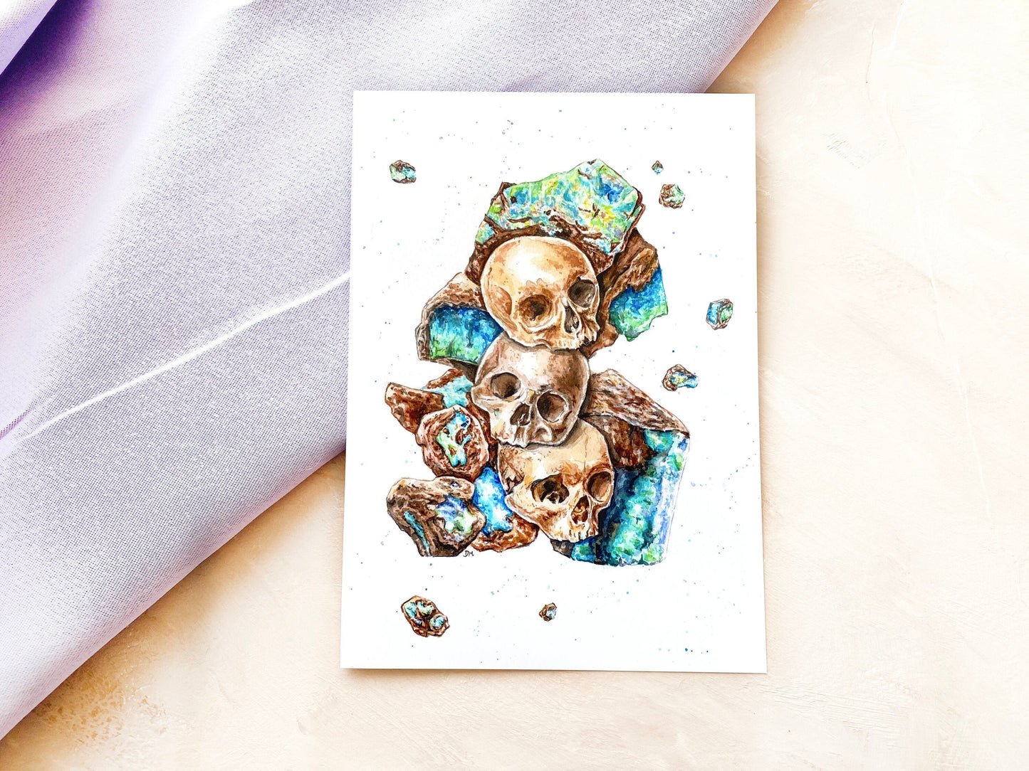 Human Skull Print, Boulder Opal, Gothic Home Decor, Anatomy Gift, Creepy Art, Stack of Skulls, Horror Decor - Debra Marie Art