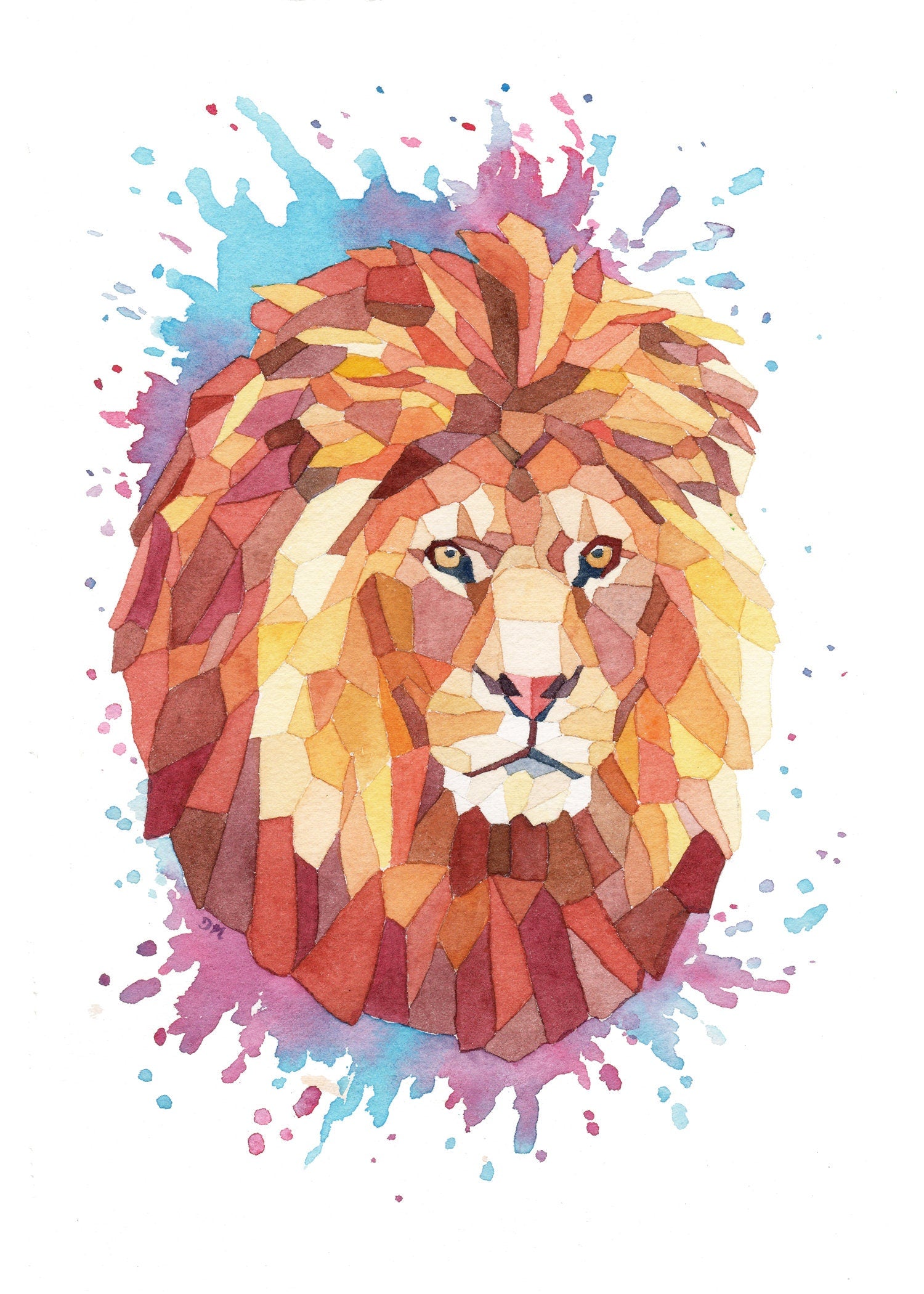 Lion Print, Geometric Animal, African Animals, Abstract Animal Art, Big Cats, Lion Decor, Wildlife, Safari Nursery, Modern Wall Art - Debra Marie Art