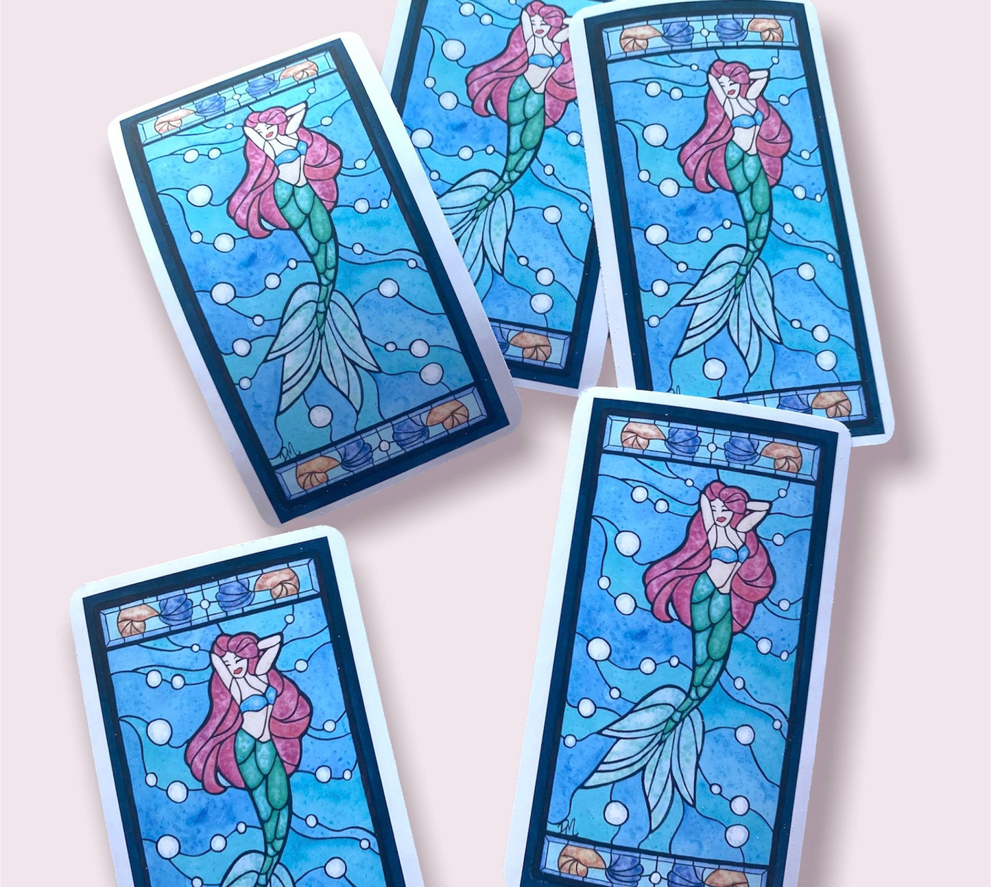 Watercolor Mermaid Art Sticker | Magical Fantasy Stained Glass Sticker | Colorful Ocean Sticker Gift - Debra Marie Art