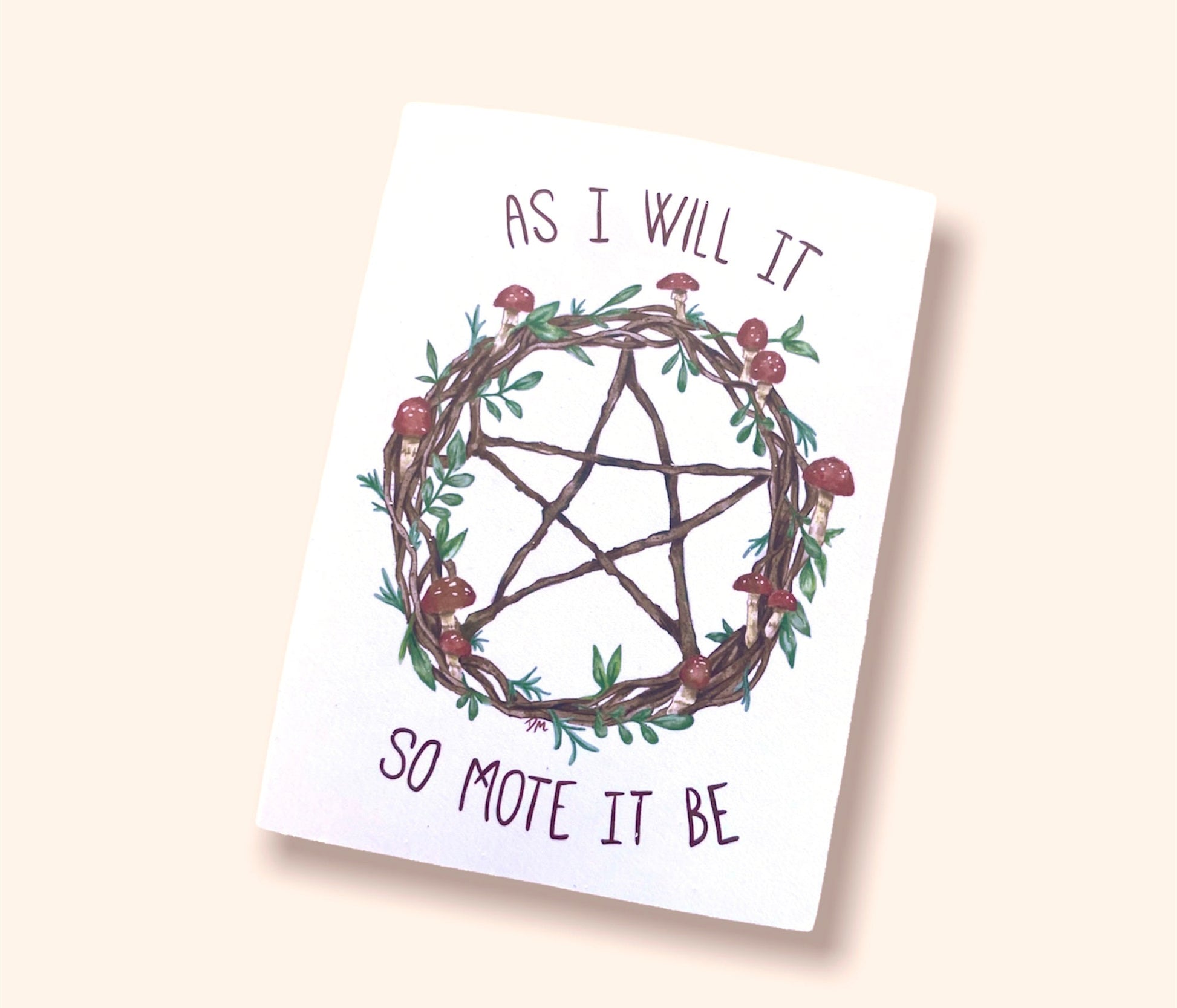 So Mote it Be Pentacle Sticker | Witchy Mushroom Forest Sticker |  Pagan Art Decor - Debra Marie Art