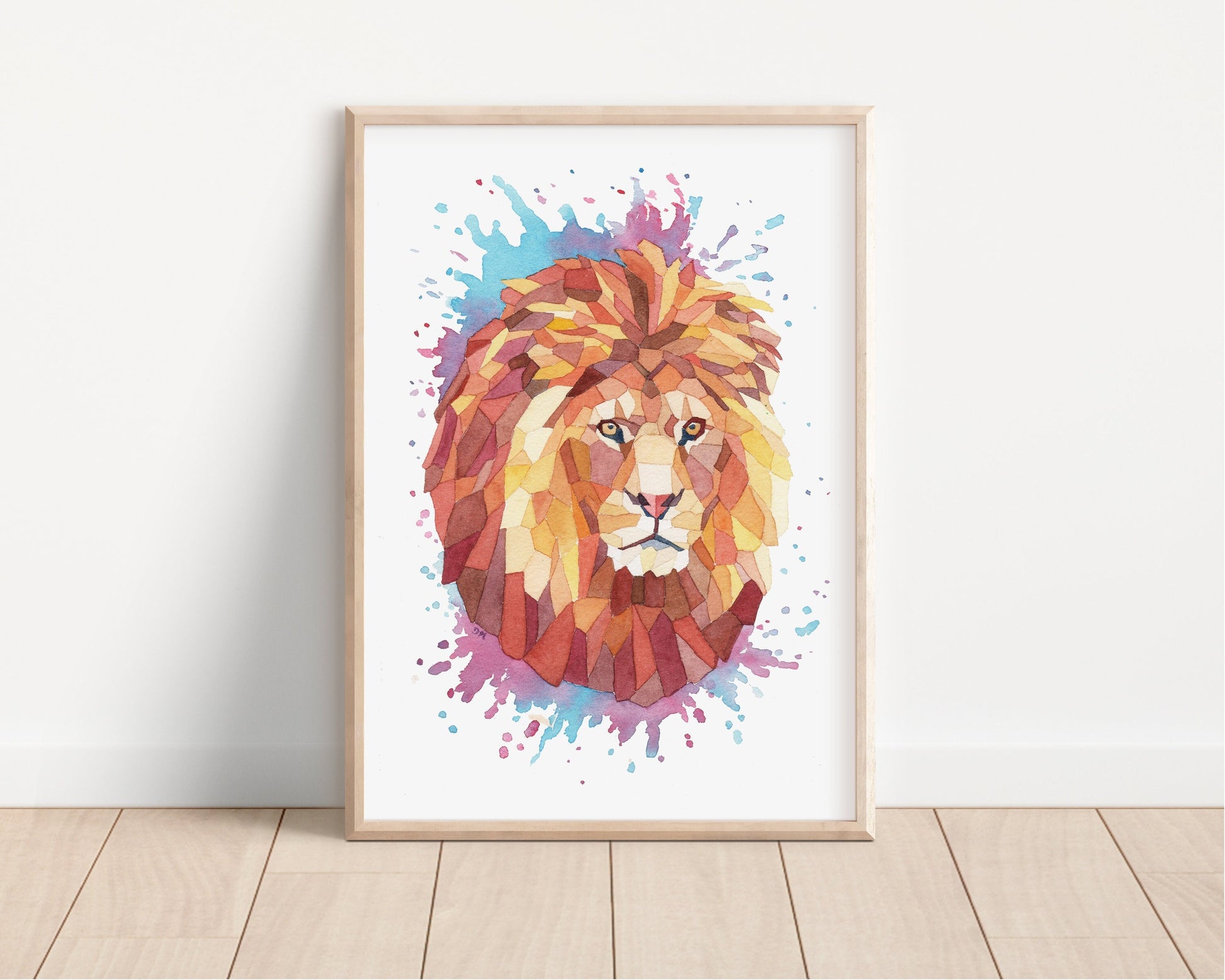 Lion Print, Geometric Animal, African Animals, Abstract Animal Art, Big Cats, Lion Decor, Wildlife, Safari Nursery, Modern Wall Art - Debra Marie Art