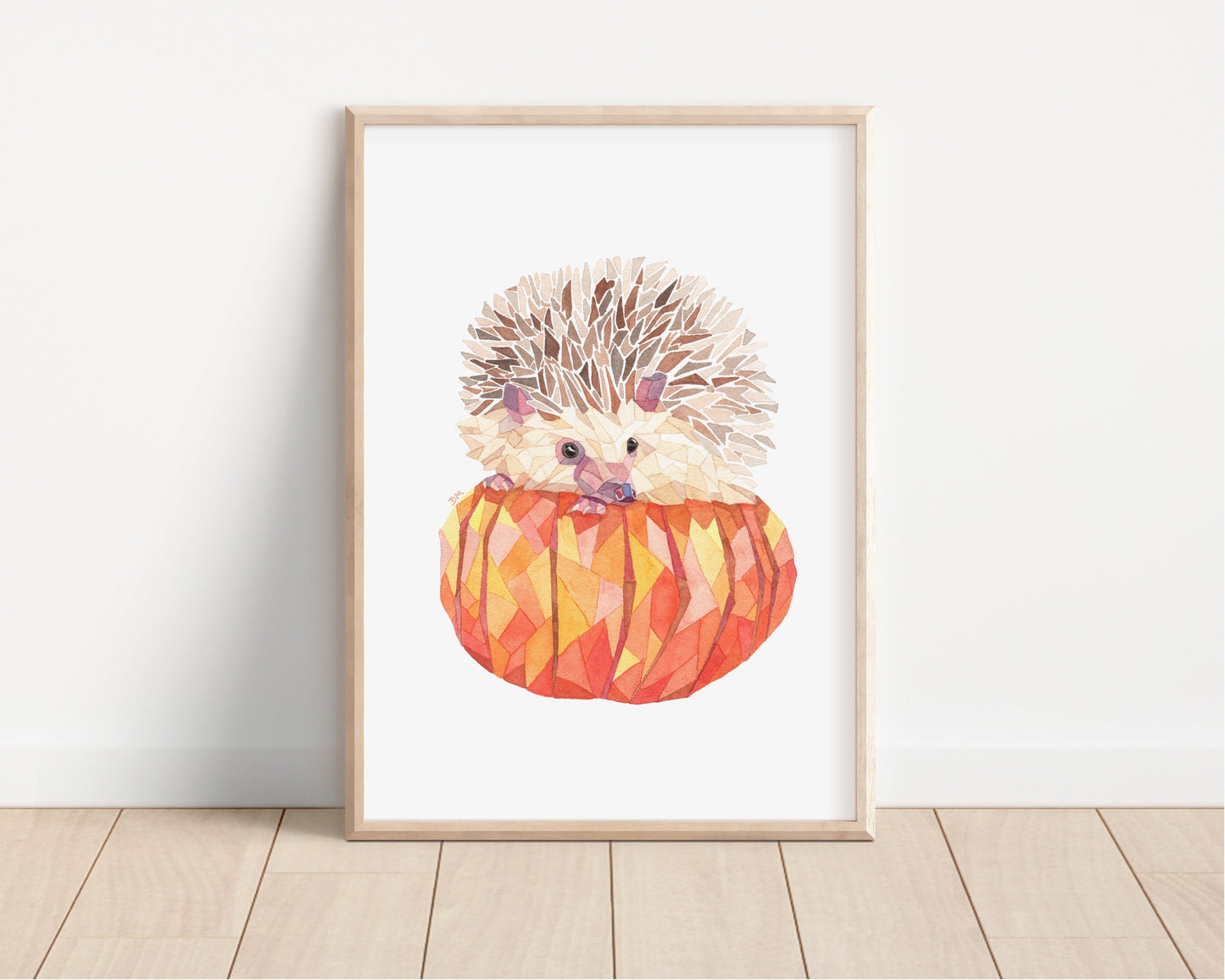 Hedgehog Print, Fall Print, Woodland Animal Print, Hedgehog Wall Art, Watercolor Animal Print, Woodland Nursery, Pumpkin Print - Debra Marie Art