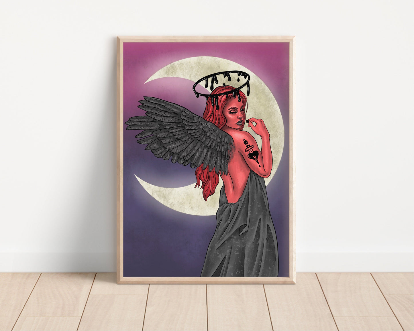 Dark Angel Art Print | Fantasy Witchy Women Wall Art Decor | Gothic Home Decor - Debra Marie Art