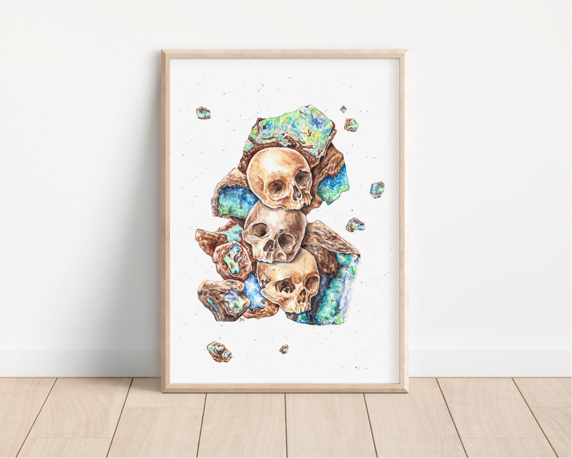 Human Skull Print, Boulder Opal, Gothic Home Decor, Anatomy Gift, Creepy Art, Stack of Skulls, Horror Decor - Debra Marie Art