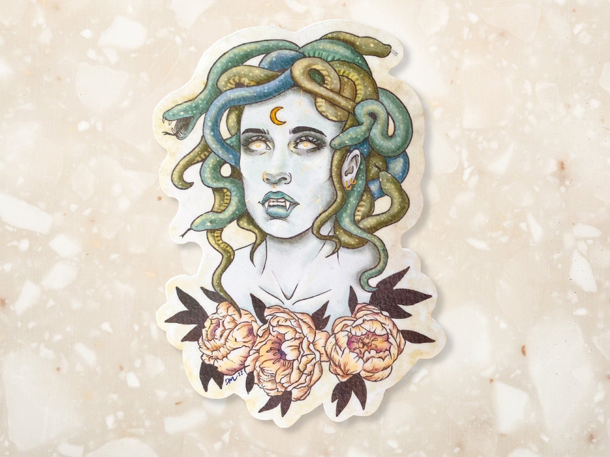 Medusa Greek Goddess Sticker | Witchy Fantasy Sticker | Watercolor Snake Vinyl Sticker Gift - Debra Marie Art