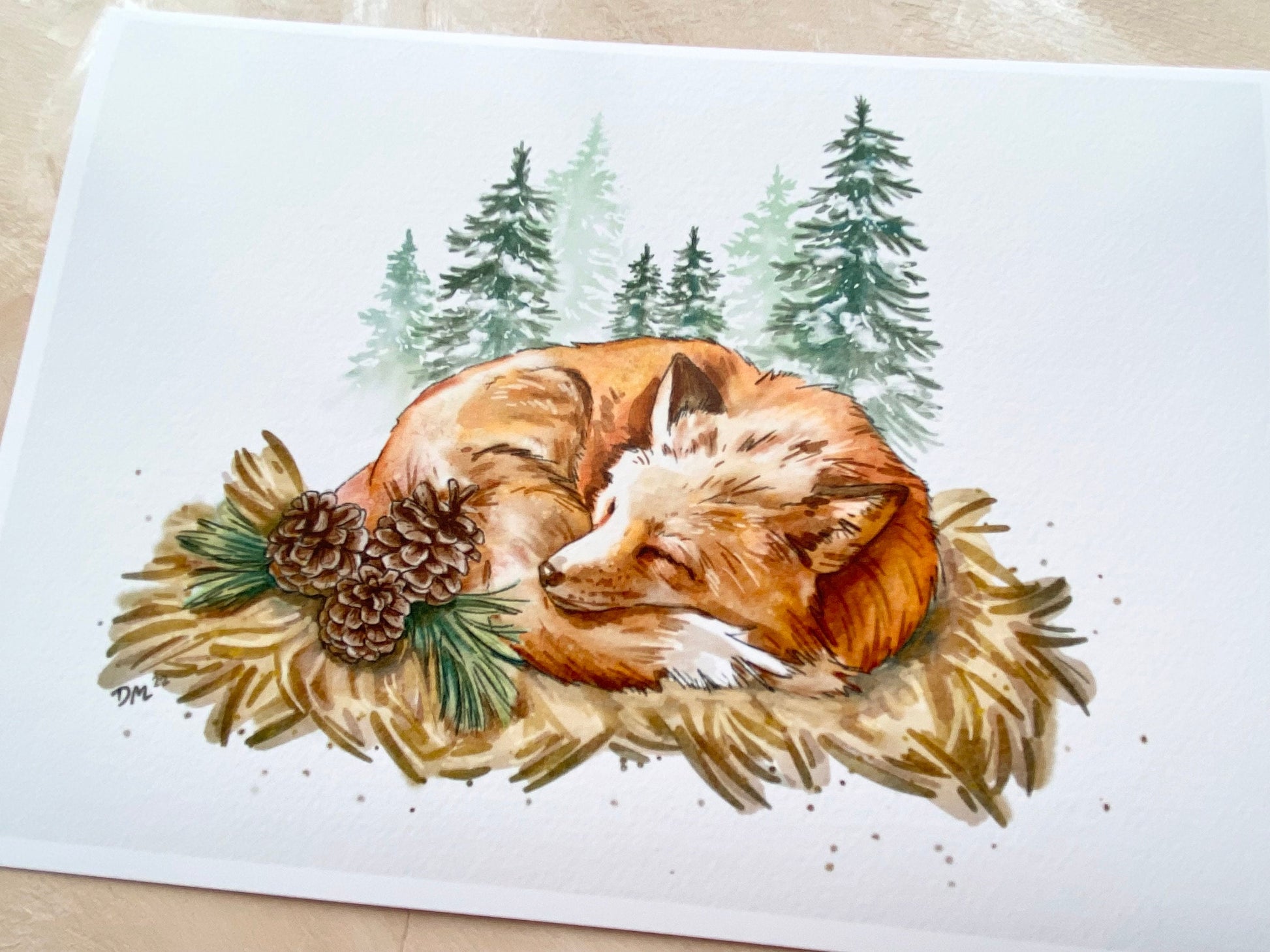 Sleeping Fox Animal Art Print | Enchanted Forest Wall Art |  Cozy Home Decor - Debra Marie Art