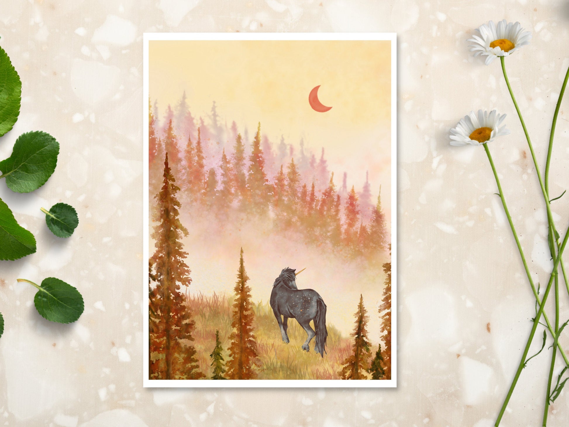 Fall Unicorn Horse Art Print | Fantasy Forest Wall Art |  Fairytale Woodland Home Decor - Debra Marie Art