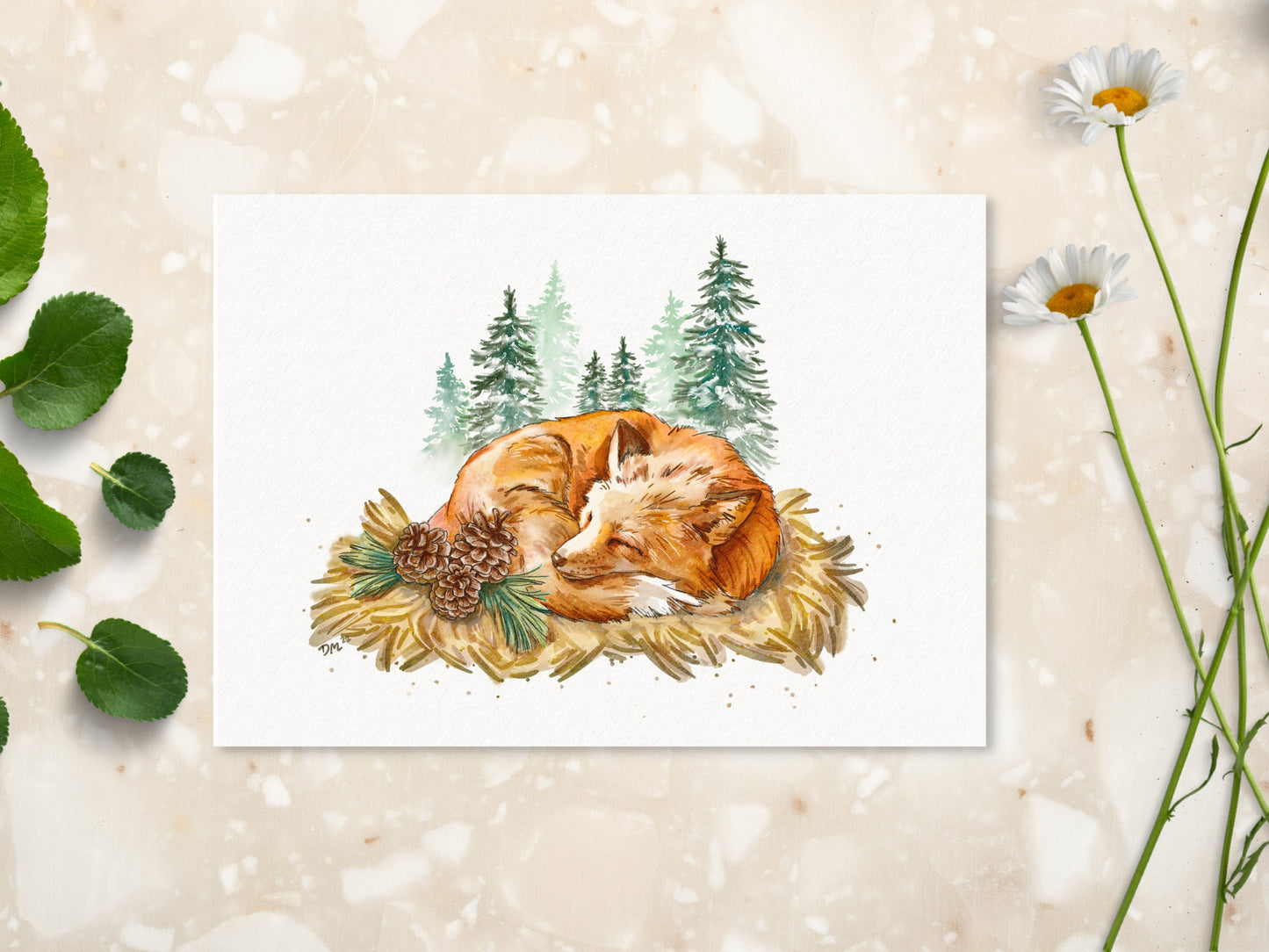 Sleeping Fox Animal Art Print | Enchanted Forest Wall Art |  Cozy Home Decor - Debra Marie Art