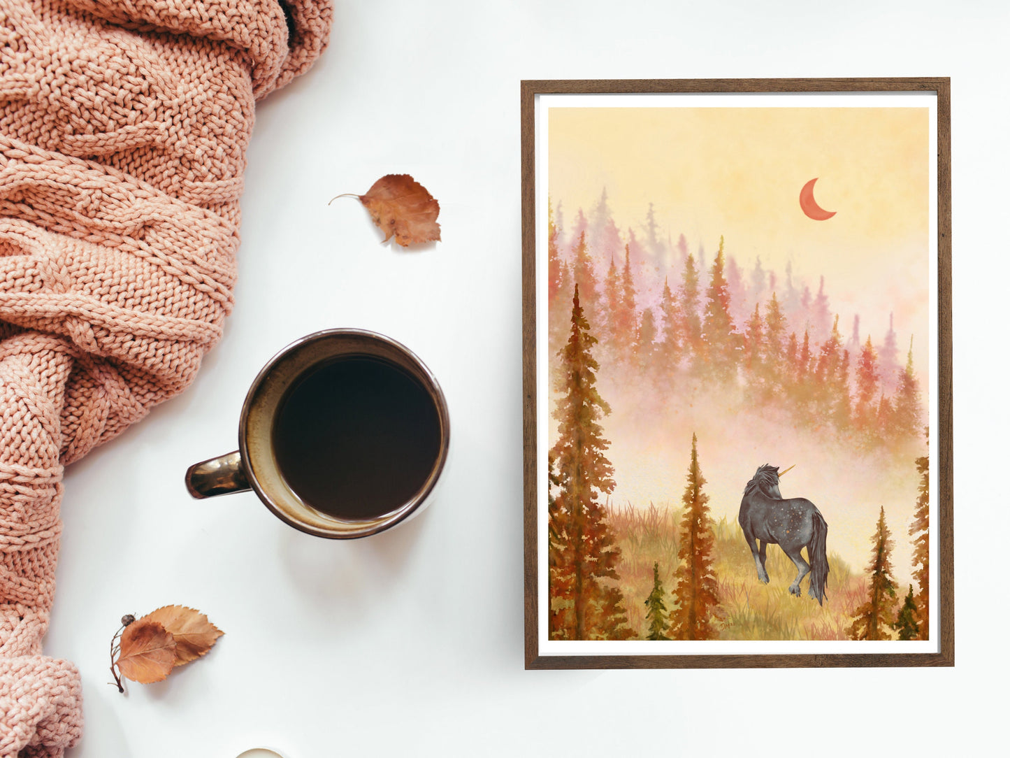 Fall Unicorn Horse Art Print | Fantasy Forest Wall Art |  Fairytale Woodland Home Decor - Debra Marie Art