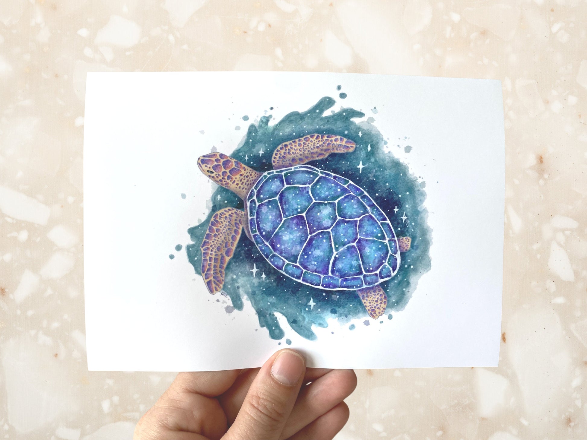 Sea Turtle Whale Art Print | Ocean Animal Art Room Decor | Fantasy Nautical Decor Wall - Debra Marie Art