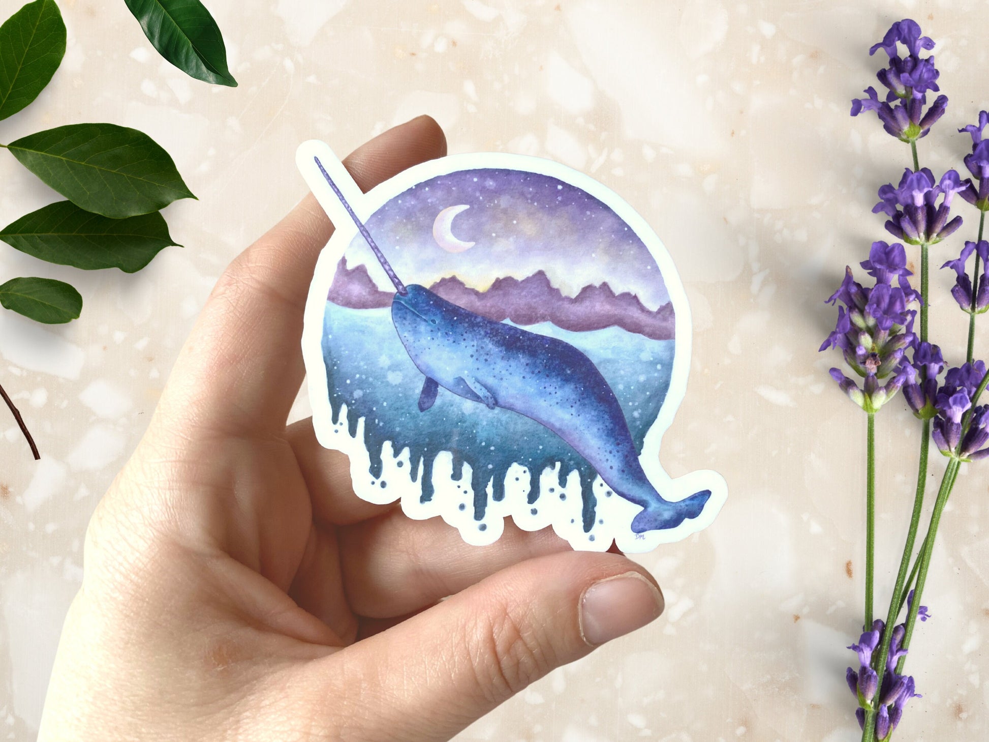 Narwhal Ocean Animal Sticker | Nautical Art Sticker |  Cute Vinyl Sticker - Debra Marie Art