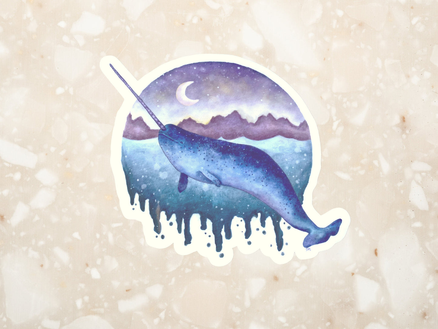 Sea Turtle Narwhal Animal Sticker Set | Nautical Ocean Animal Stickers - Debra Marie Art