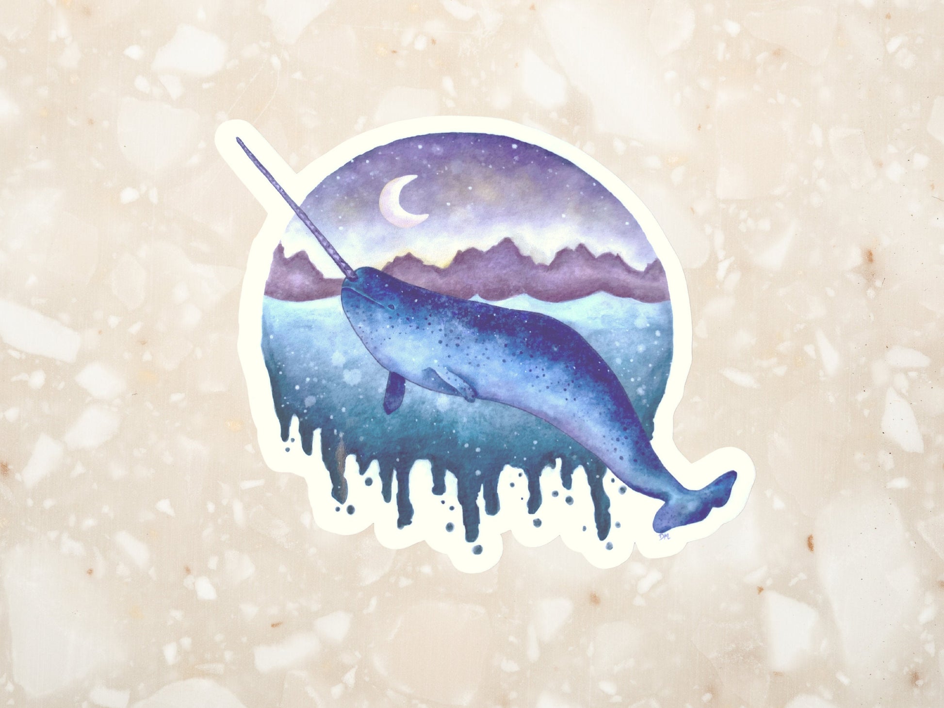 Sea Turtle Narwhal Animal Sticker Set | Nautical Ocean Animal Stickers - Debra Marie Art