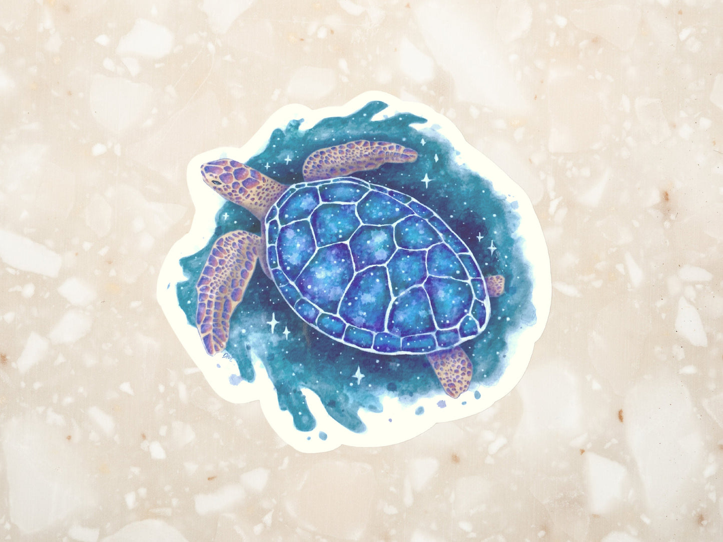 Sea Turtle Ocean Animal Sticker | Nautical Art Sticker |  Cute Vinyl Sticker - Debra Marie Art