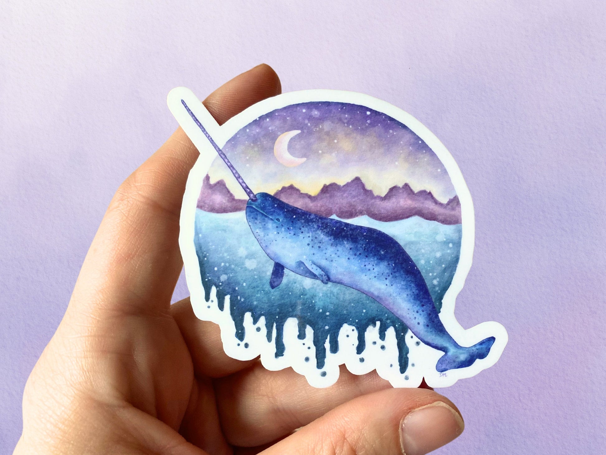 Narwhal Ocean Animal Sticker | Nautical Art Sticker |  Cute Vinyl Sticker - Debra Marie Art