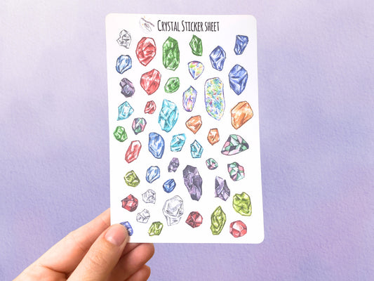 Witchy Watercolor Birthstone Gemstone Crystal Art Sticker Sheet Gift, Planner Bullet Journal Stickers - Debra Marie Art