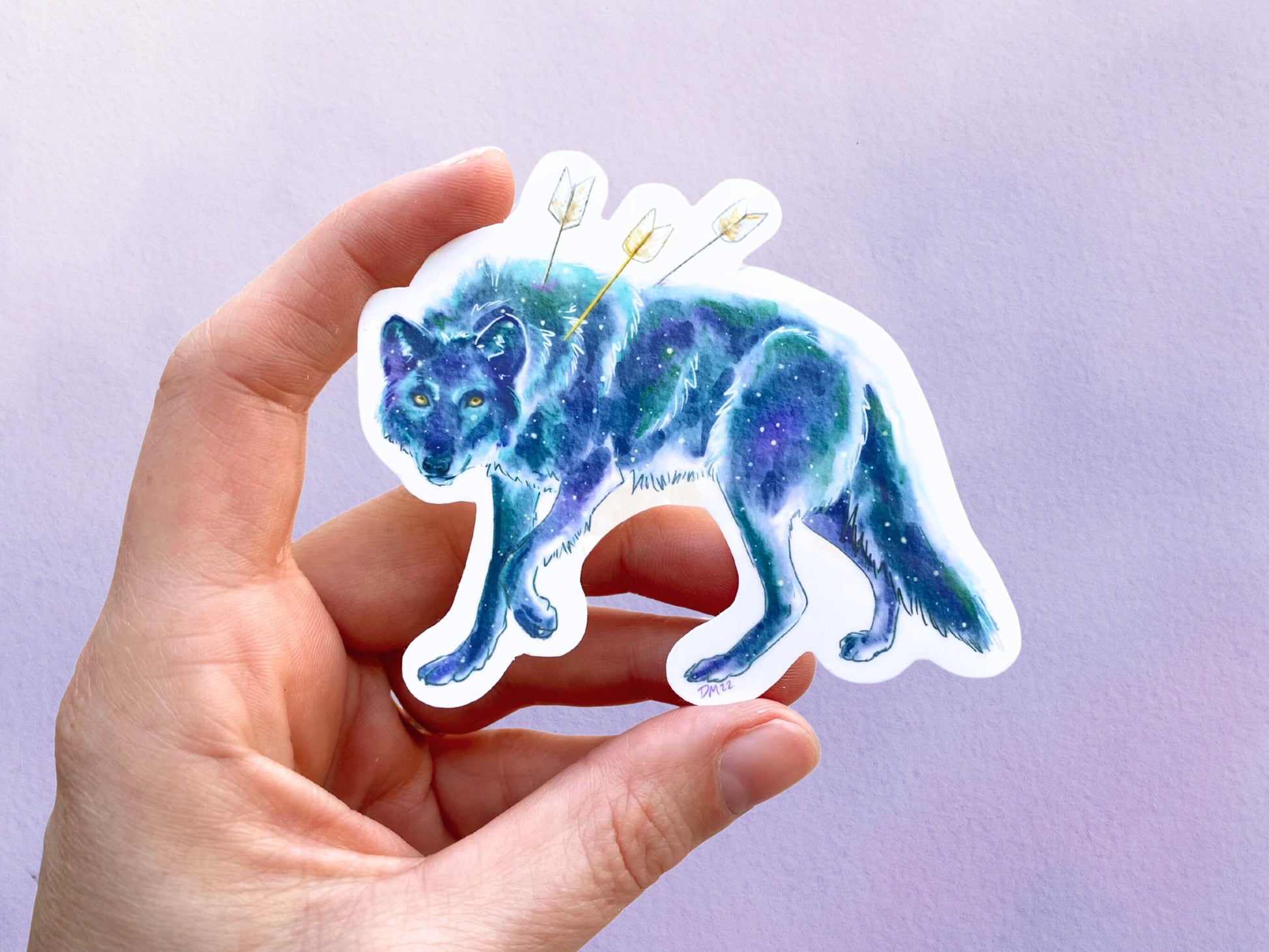 Cool Wolf Arrow Sticker | Fantasy Art Animal Sticker |  Space Vinyl Sticker - Debra Marie Art