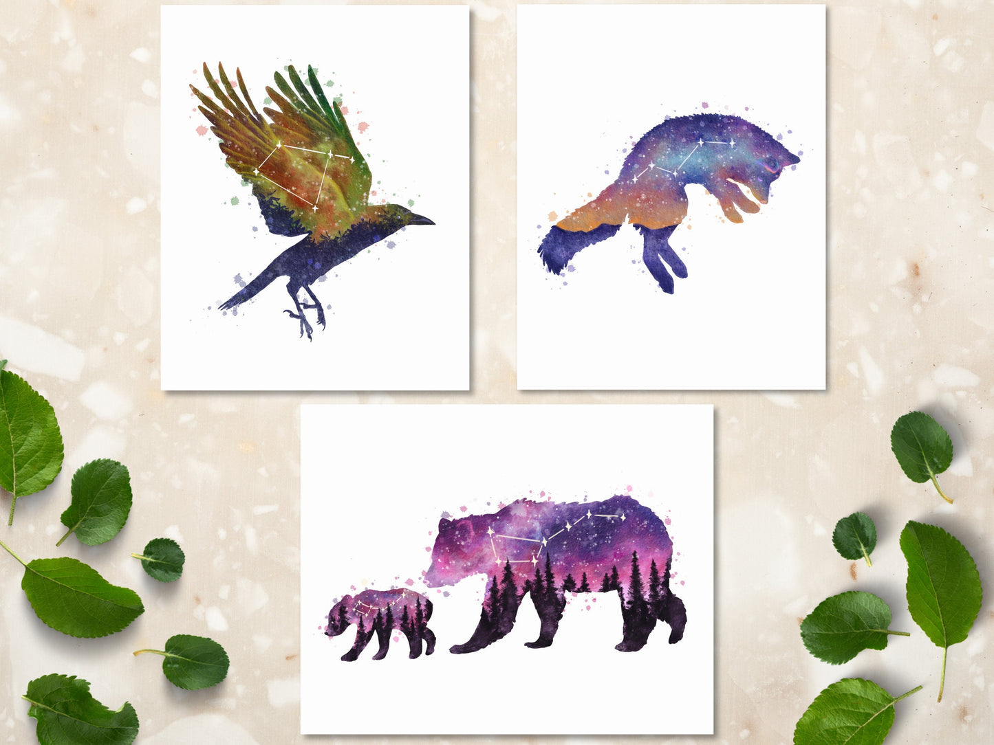 Space Bear Constellation Animal Wall Art Print | Celestial Forest Nature Decor | Night Sky Astronomy Home Gift - Debra Marie Art