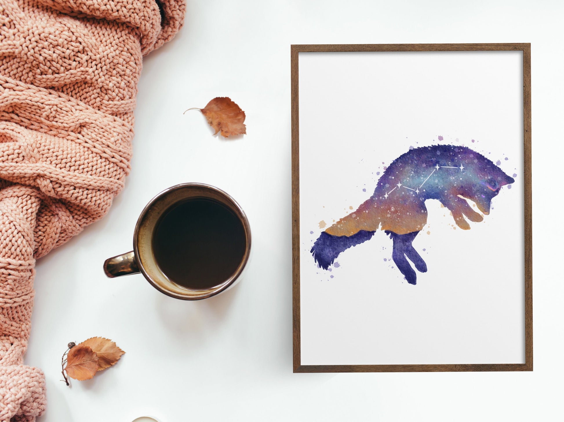 Space Fox Constellation Animal Wall Art Print | Celestial Nature Decor | Night Sky Astronomy Home Gift - Debra Marie Art