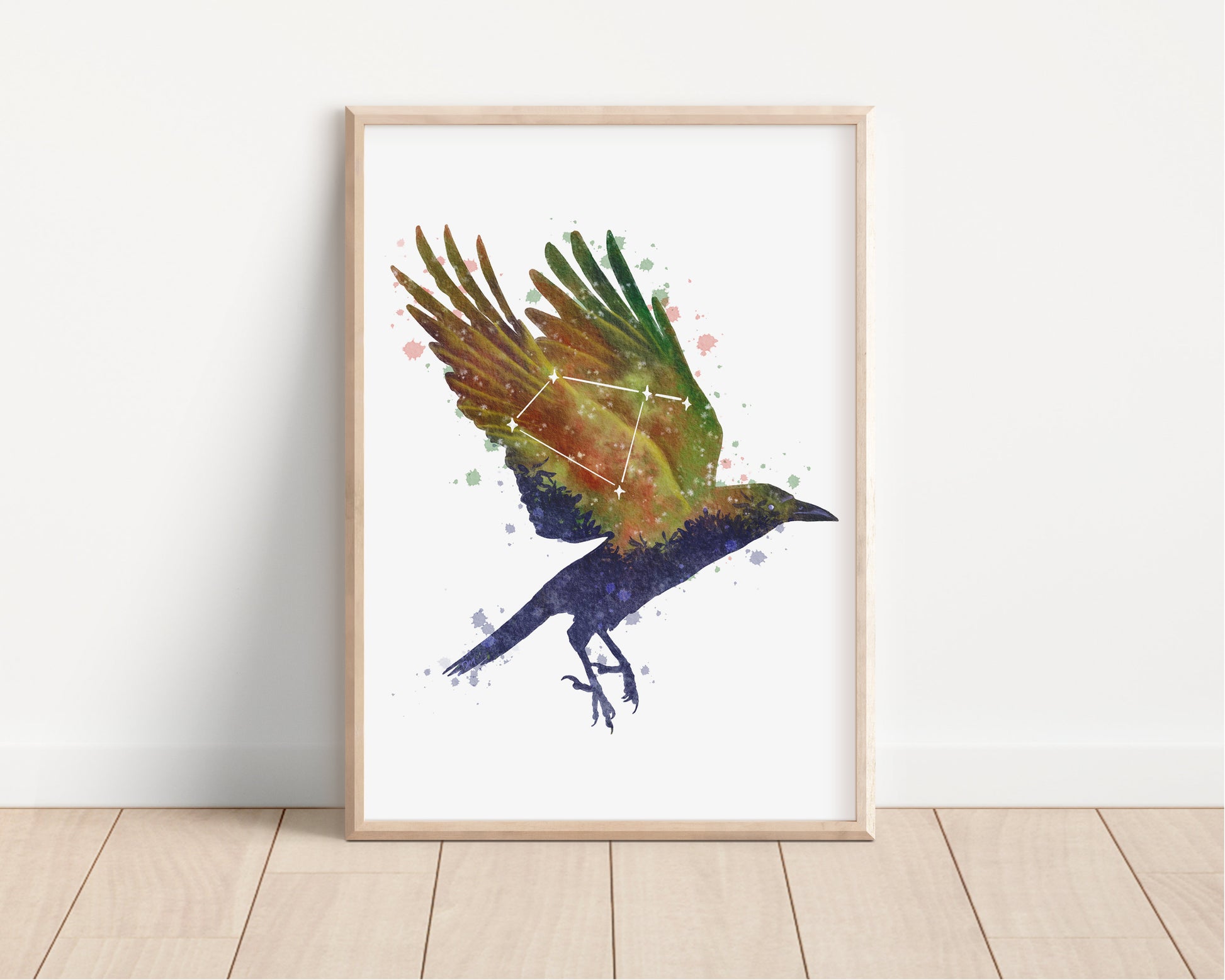 Crow Raven Bird Constellation Animal Wall Art Print | Celestial Nature Decor | Night Sky Astronomy Home Gift - Debra Marie Art