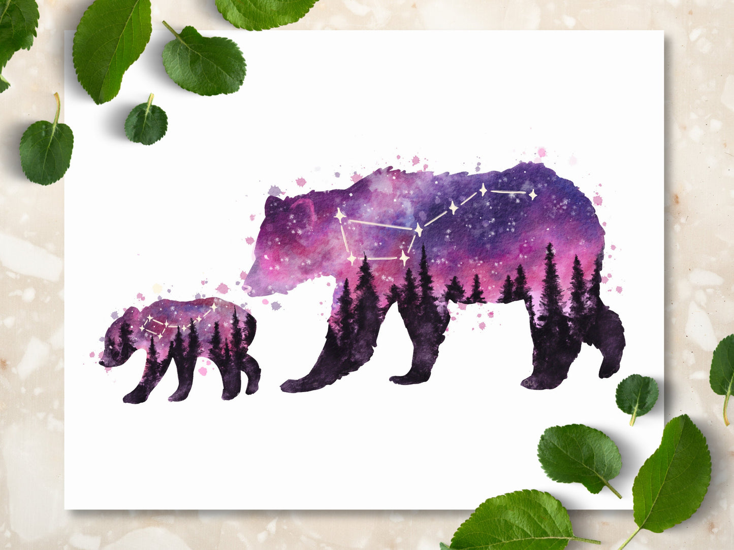 Space Bear Constellation Animal Wall Art Print | Celestial Forest Nature Decor | Night Sky Astronomy Home Gift - Debra Marie Art