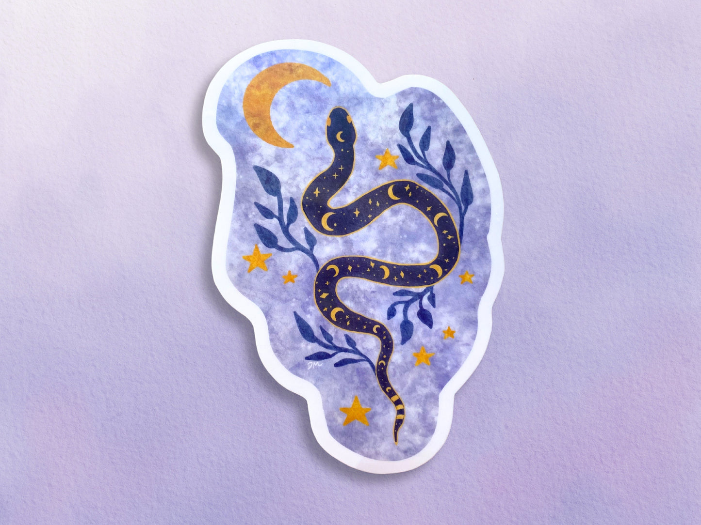 Witchy Snake Sticker | Celestial Vinyl Sticker | Cute Animal Sticker For Water Bottle - Debra Marie Art