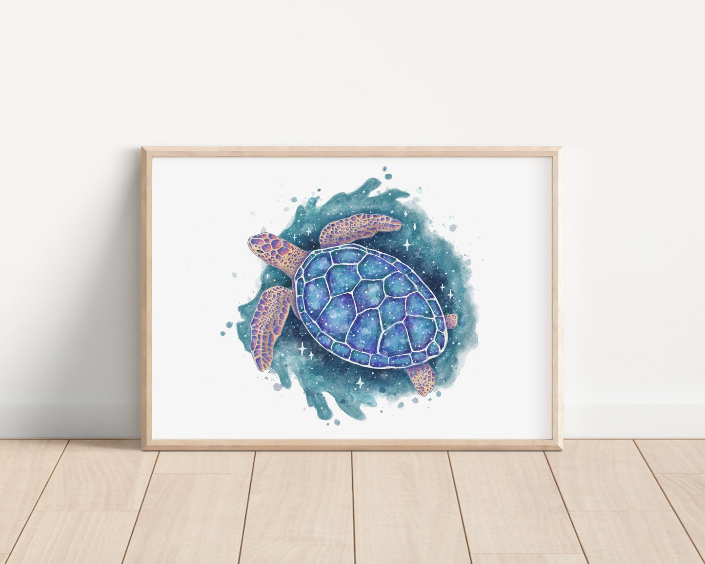 Sea Turtle Whale Art Print | Ocean Animal Art Room Decor | Fantasy Nautical Decor Wall - Debra Marie Art