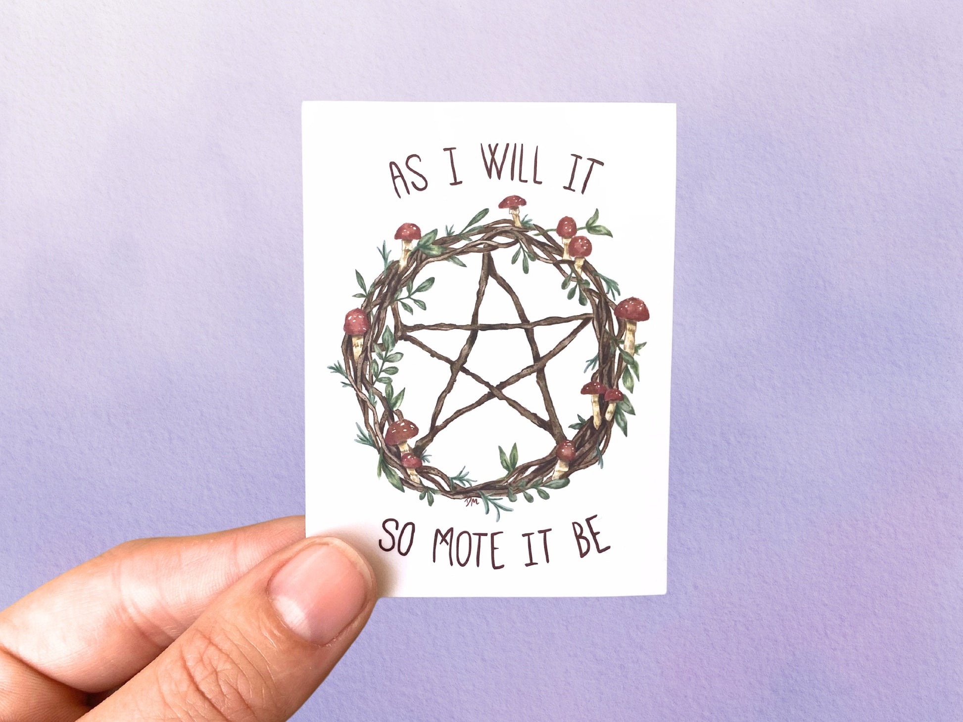 So Mote it Be Pentacle Sticker | Witchy Mushroom Forest Sticker |  Pagan Art Decor - Debra Marie Art