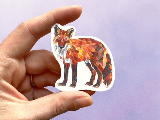 Geometric Red Fox Sticker | Wild Animal Watercolor Sticker - Debra Marie Art