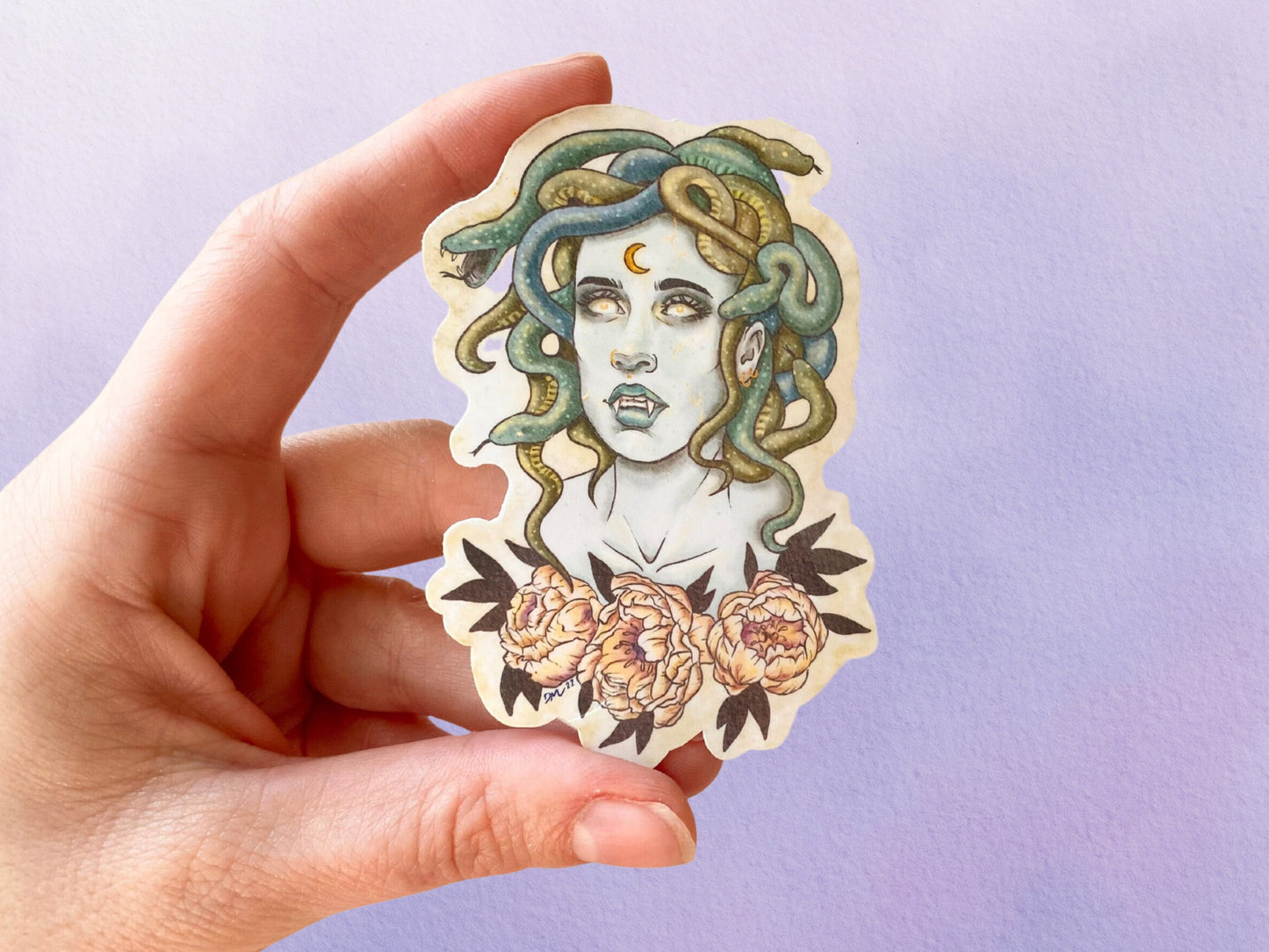 Medusa Greek Goddess Sticker | Witchy Fantasy Sticker | Watercolor Snake Vinyl Sticker Gift - Debra Marie Art