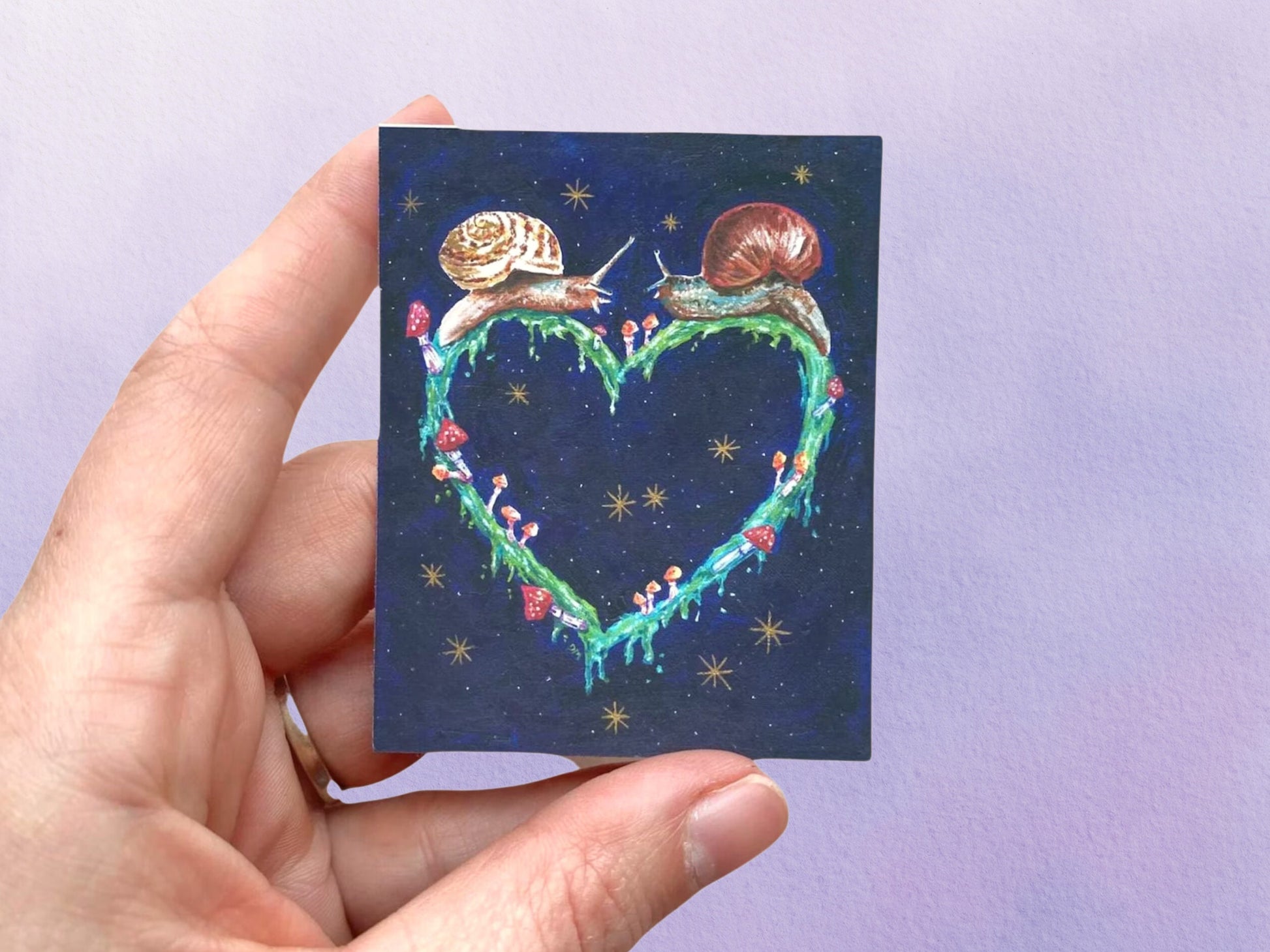 Snail Heart Love Mushroom Sticker | Witchy Magical Fantasy Art Sticker | Colorful Stickers for Witchy Planners - Debra Marie Art