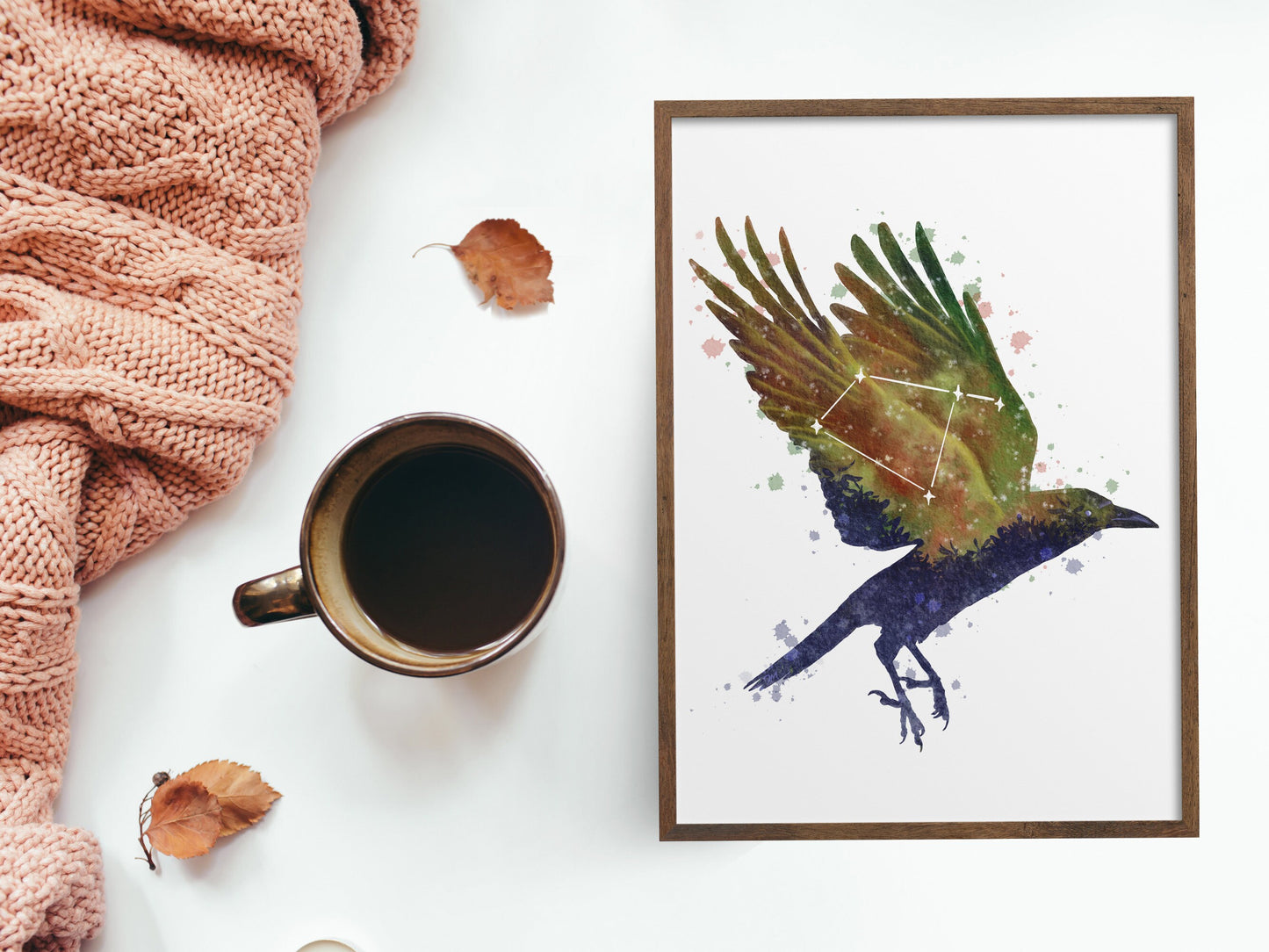 Crow Raven Bird Constellation Animal Wall Art Print | Celestial Nature Decor | Night Sky Astronomy Home Gift - Debra Marie Art