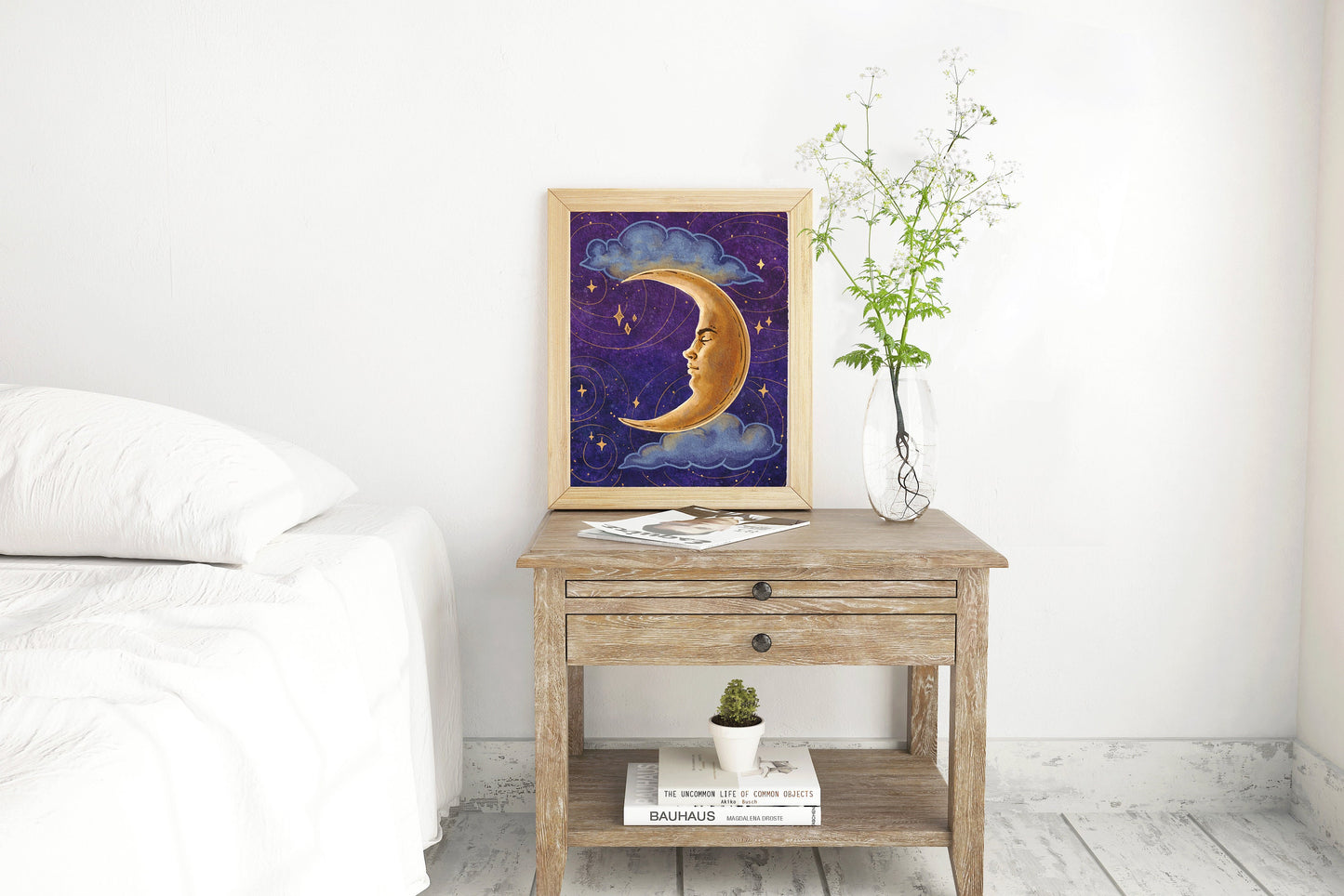 Spiritual Crescent Moon Art Print | Witchy Poster Wall Art | Celestial Night Sky Home Decor - Debra Marie Art