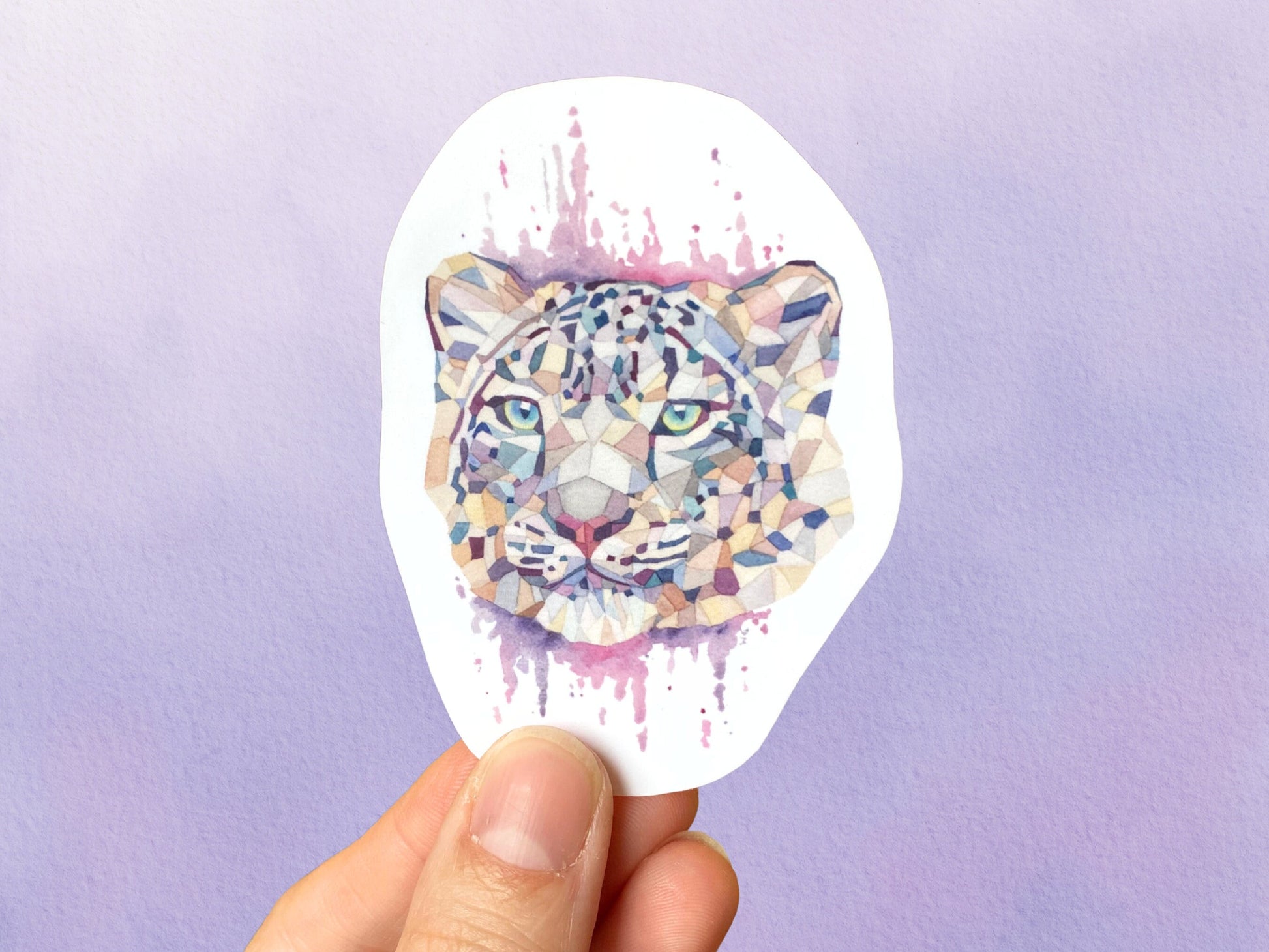 Big Cat Sticker Set | Geometric Watercolor Animal Vinyl Stickers | Tiger Lion Jaguar Leopard - Debra Marie Art