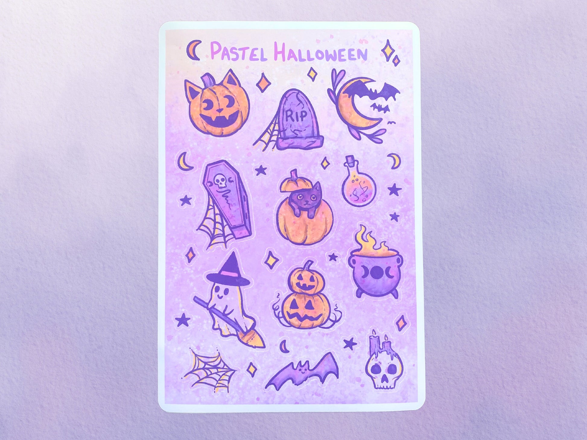 Pastel Halloween Sticker Sheet | Witchy Cute Spooky Sticker Art | Fall Sticker Pack - Debra Marie Art