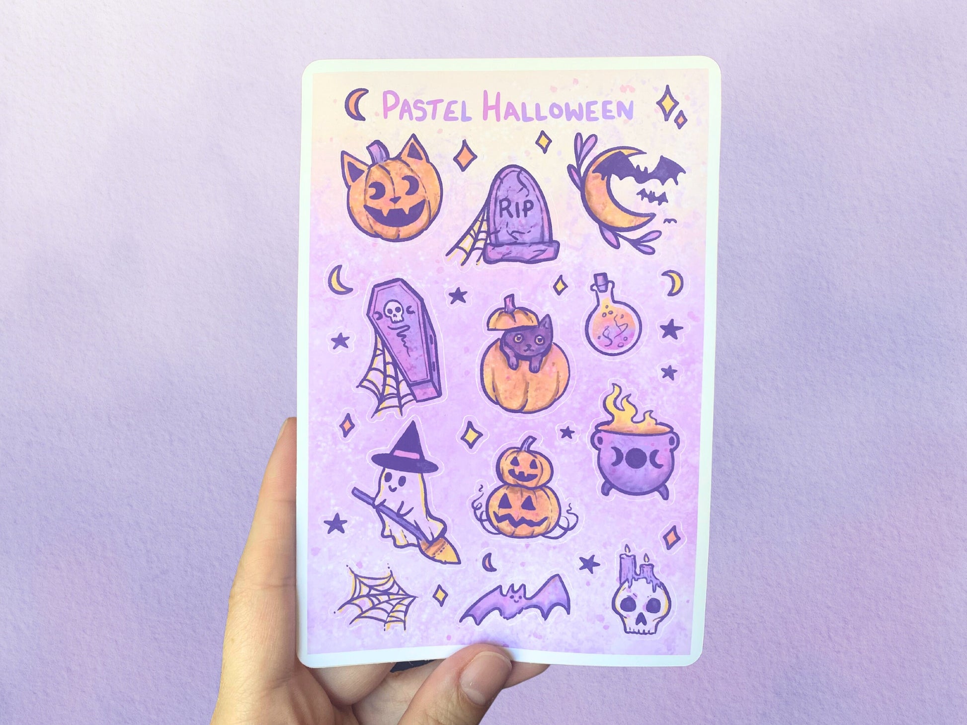 Pastel Halloween Sticker Sheet | Witchy Cute Spooky Sticker Art | Fall Sticker Pack - Debra Marie Art