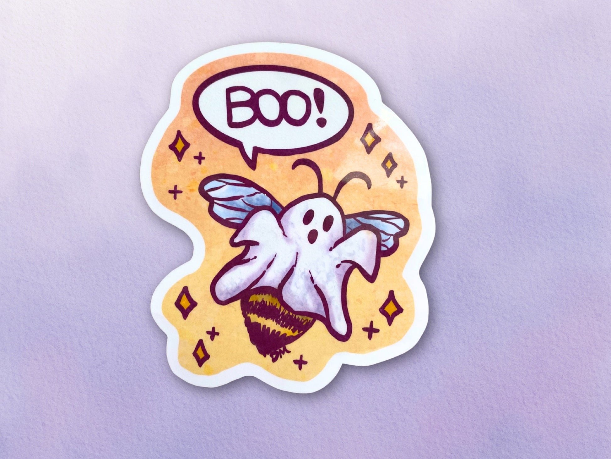 Boo Bee Pun Adult Humor Sticker | Halloween Ghost Vinyl Sticker | Funny Animal Sticker For Water Bottle - Debra Marie Art