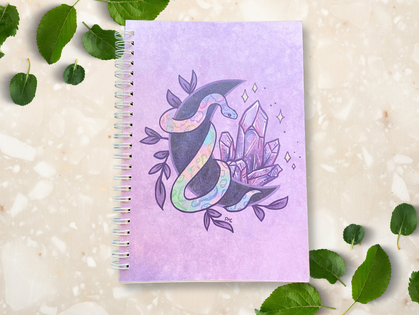 A5 Snake Reusable Sticker Book | Witchy Crystal Moon Album Display Organizer | Cute Sticker Storage Keeper - Debra Marie Art