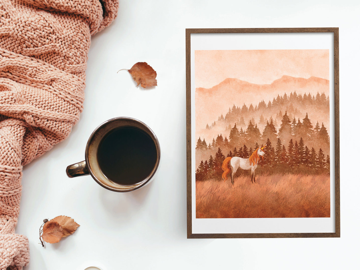 Fall Candy Corn Unicorn Horse Art Print | Halloween Fantasy Forest Wall Art |  Fairytale Woodland Home Decor - Debra Marie Art