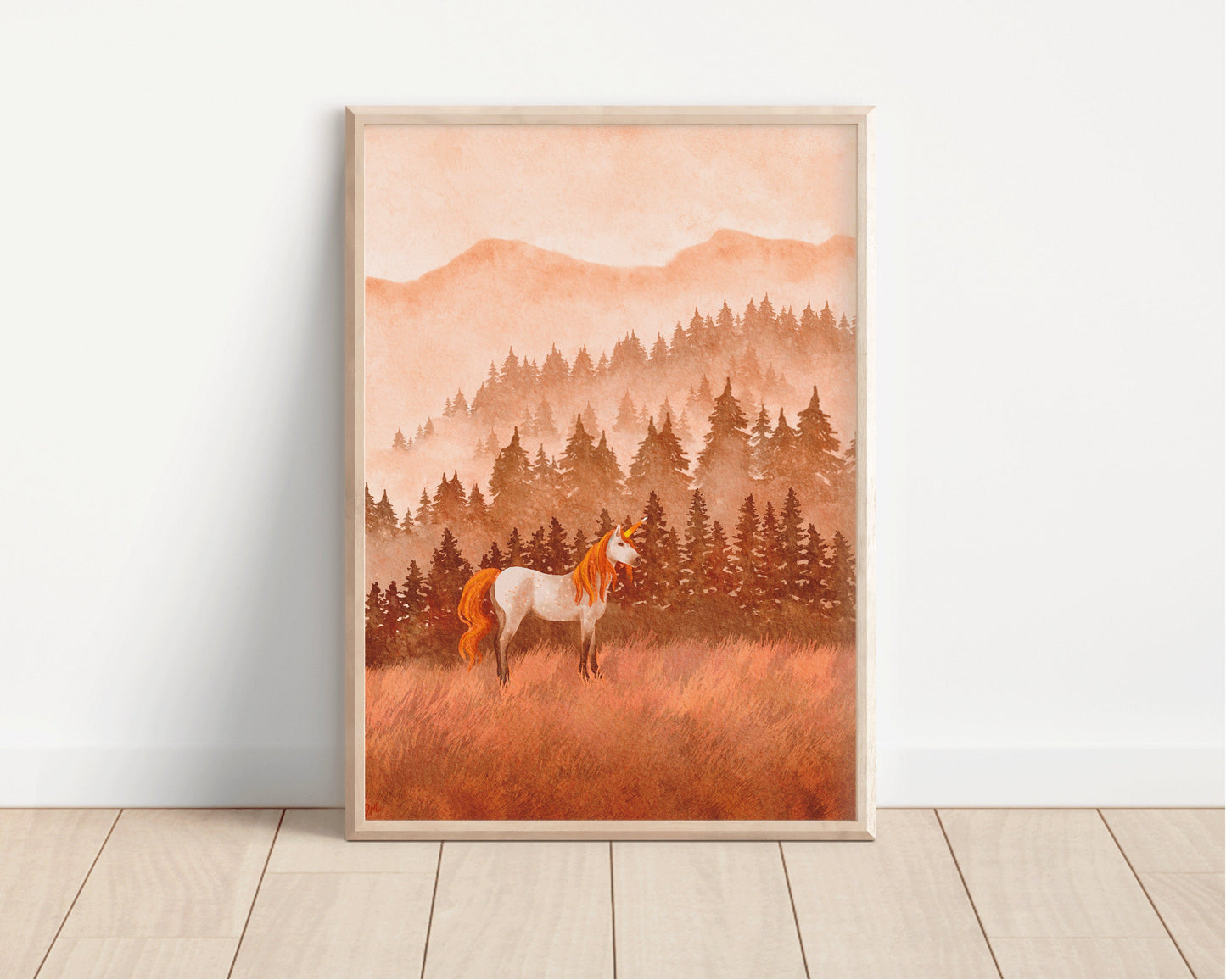 Fall Candy Corn Unicorn Horse Art Print | Halloween Fantasy Forest Wall Art |  Fairytale Woodland Home Decor - Debra Marie Art