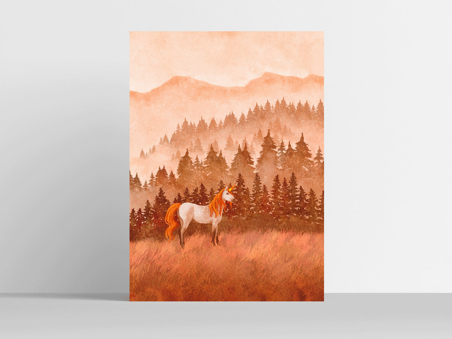 Fall Candy Corn Unicorn Horse Art Print | Halloween Fantasy Forest Wall Art |  Fairytale Woodland Home Decor - Debra Marie Art