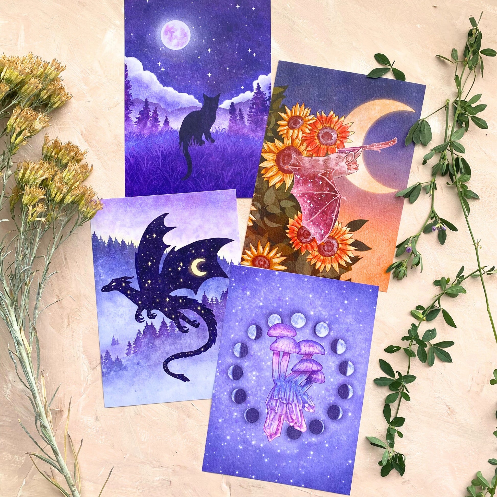 Nocturne Fantasy Wall Art 4 Print Set | Whimsigoth Home Decor Gift - Debra Marie Art