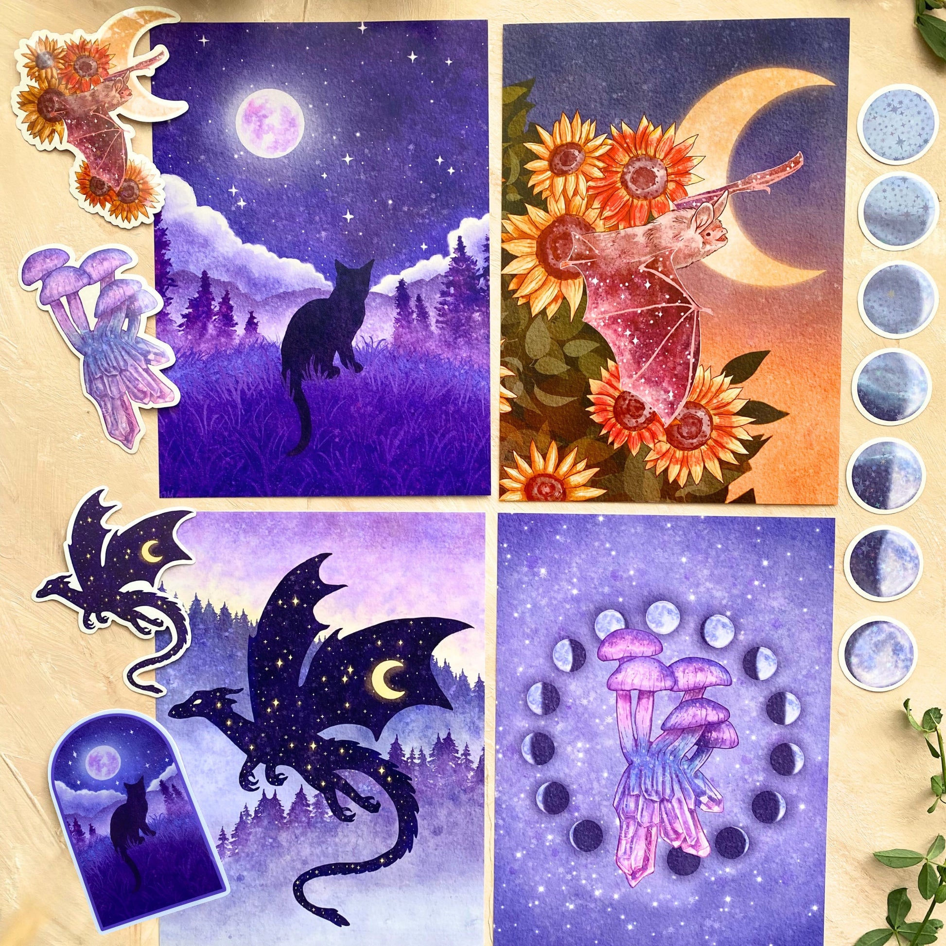 Nocturne Fantasy Stationery Bundle Set- Whimsigoth Home Decor Gift - Debra Marie Art