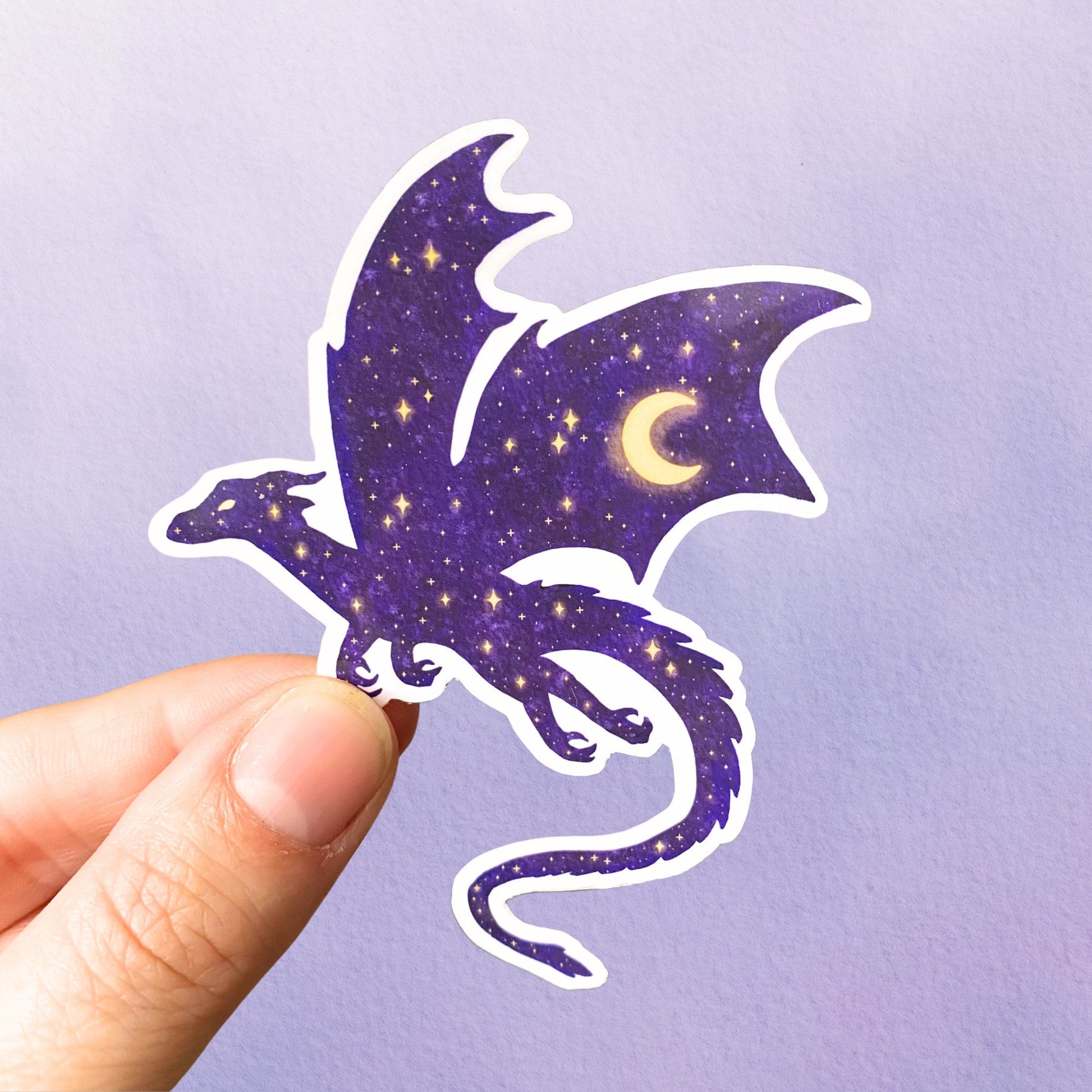 Celestial Dragon Moon Sticker | Fantasy Animal Vinyl Sticker | Whimsigoth Sticker For Water Bottle or Kindle - Debra Marie Art