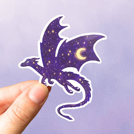 Celestial Dragon Moon Sticker | Fantasy Animal Vinyl Sticker | Whimsigoth Sticker For Water Bottle or Kindle - Debra Marie Art