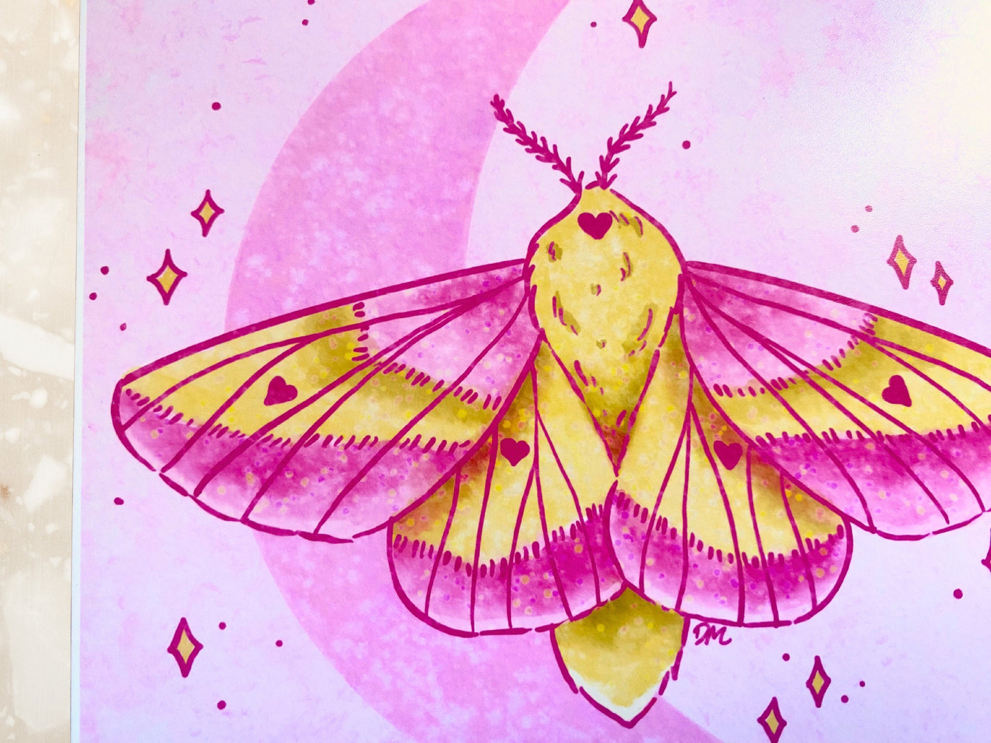 Celestial Pink Moth Art Print | Nature Animal Art Home | Insect Wall Decor - Debra Marie Art