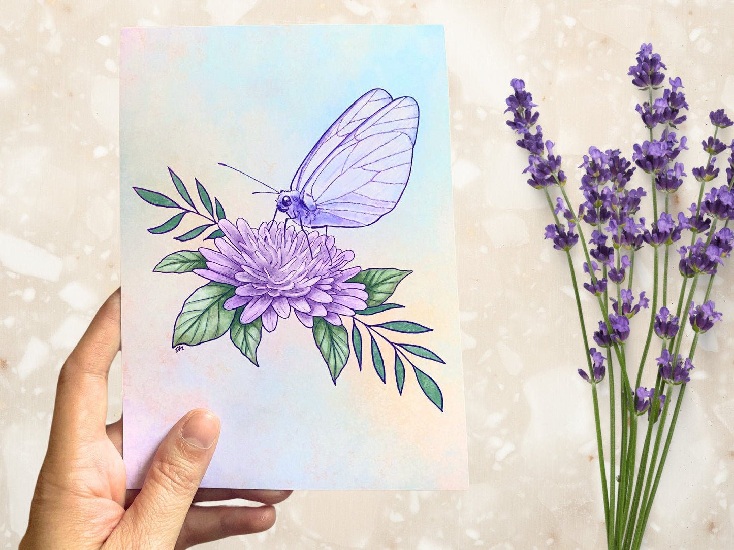 Purple Butterfly Art Print | Flower Art Home | Insect Wall Decor - Debra Marie Art